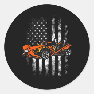 Sticker Rond Drapeau américain de voiture en pente 4 juillet