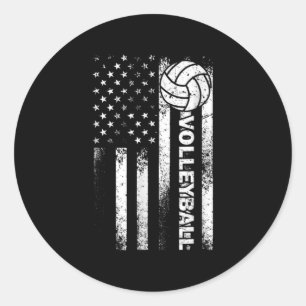 Sticker Rond Drapeau américain de volleyball Fun États-Unis Pat
