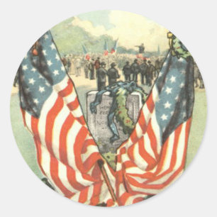 Sticker Rond Drapeau américain Défilé de la Guerre Civile Tombs