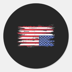 Sticker Rond Drapeau Américain Distress À L'Encontre Du Patriot