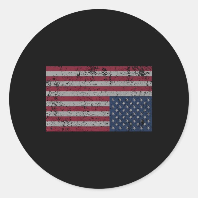 Sticker Rond Drapeau Américain Distress Vers Le Bas États-Unis (Devant)
