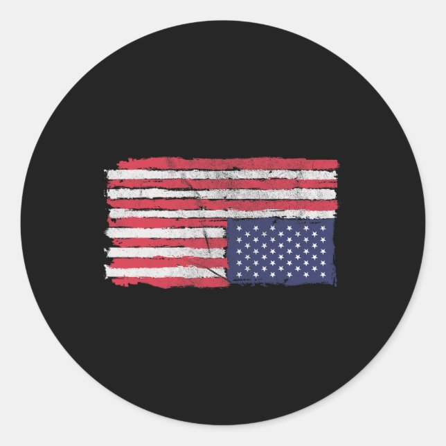 Sticker Rond Drapeau Américain Distress Vers Le Bas États-Unis (Devant)