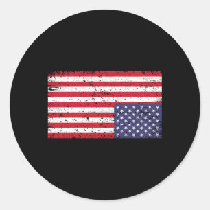 Sticker Rond Drapeau Américain Distressé À L'Inverse Aux États-