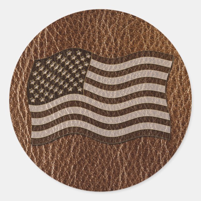 Sticker Rond Drapeau américain en cuir (Devant)