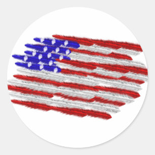 Sticker Rond Drapeau américain en plumes