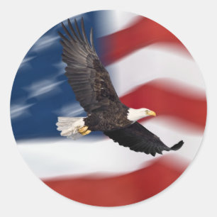 Sticker Rond Drapeau américain et aigle