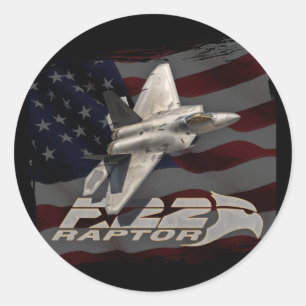 Sticker Rond Drapeau américain F-22