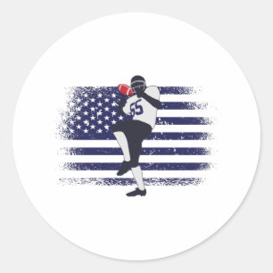 Sticker Rond Drapeau américain Fan Jersey Shirt USA