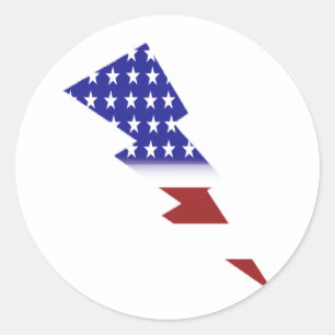 Sticker Rond Drapeau américain - forme éclair