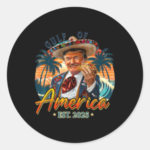 Sticker Rond Drapeau Américain G 2025 Du Golfe Des Etats-Unis E