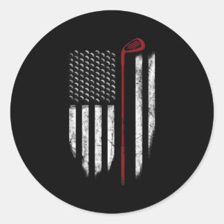 Sticker Rond Drapeau Américain Golf 4 juillet Patriotique