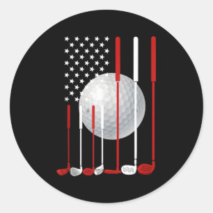 Sticker Rond Drapeau Américain Golf 4 juillet Patriotique