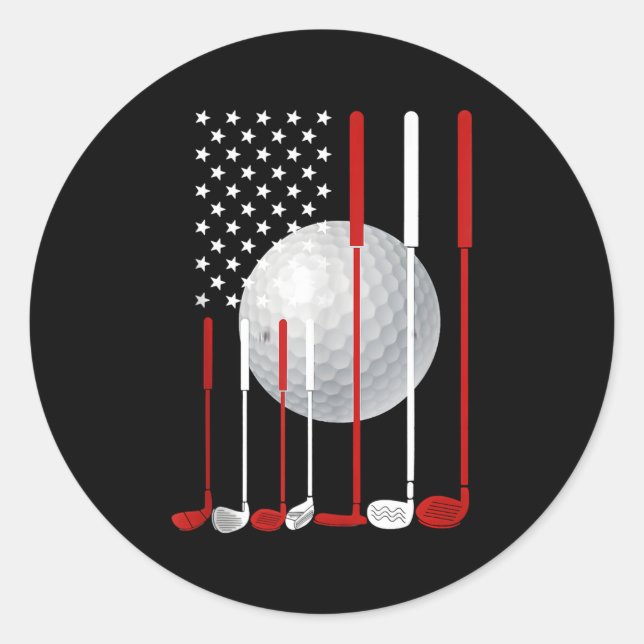 Sticker Rond Drapeau Américain Golf 4 juillet Patriotique (Devant)