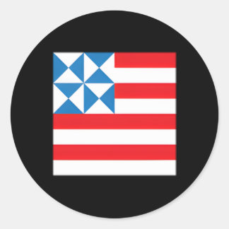 Sticker Rond Drapeau américain Grange Etoile de courtepointe Et