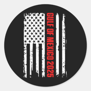 Sticker Rond Drapeau Américain Gulf Of Us America Est 2025 Mex