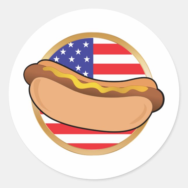Sticker Rond Drapeau américain Hot Dog (Devant)