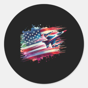 Sticker Rond Drapeau Américain Jets Patriotique Américain 4 Jui