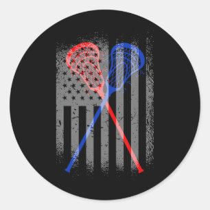 Sticker Rond Drapeau américain Lacrosse 1