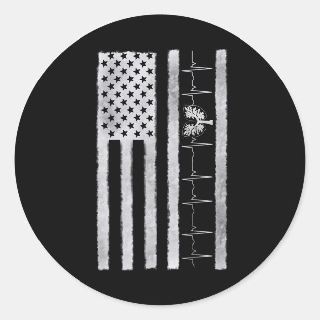 Sticker Rond Drapeau Américain Lung Hearbeat (Devant)