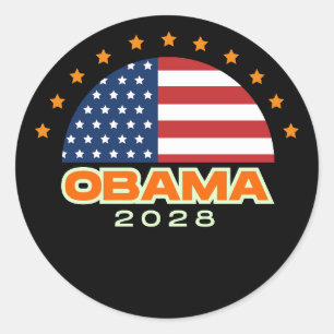 Sticker Rond Drapeau américain Obama 2028 Hope