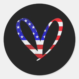 Sticker Rond Drapeau américain Patriotic Heart Forces Armées Me