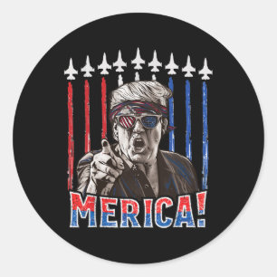 Sticker Rond Drapeau américain patriotique 4 juillet Trump 2024