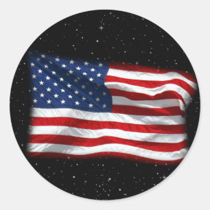 Sticker Rond Drapeau américain patriotique États-Unis