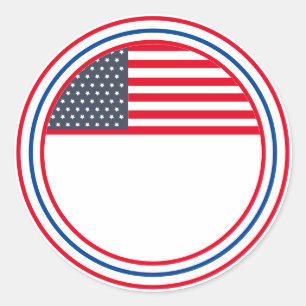 Sticker Rond Drapeau américain personnalisable 4 juillet