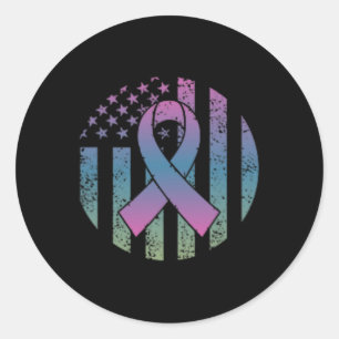 Sticker Rond Drapeau américain Poche Metastas Cancer du Sein Aw