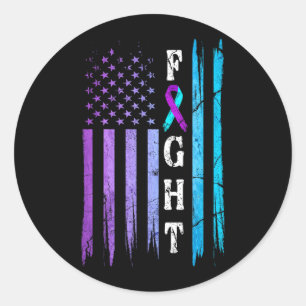 Sticker Rond Drapeau américain Prévention Sensibilisation Comba