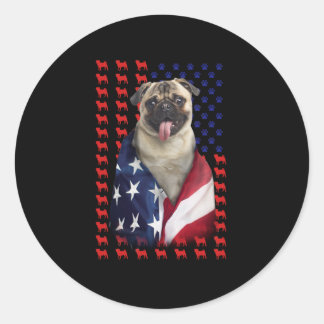 Sticker Rond Drapeau américain Puggy