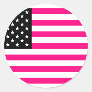 Sticker Rond drapeau américain rose