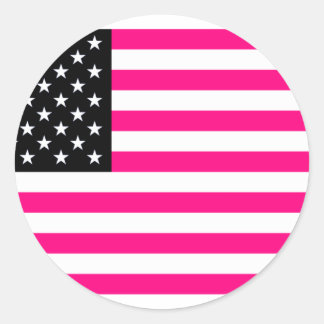Sticker Rond drapeau américain rose