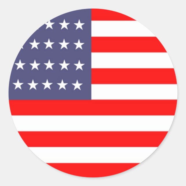 Sticker Rond drapeau américain rouge blanc et bleu (Devant)