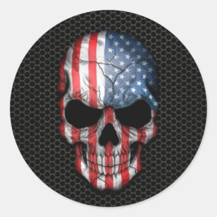 Sticker Rond Drapeau américain sur acier Mesh Graphic