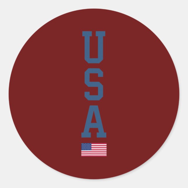 Sticker Rond Drapeau américain Texte vertical Patriotique 4ème  (Devant)