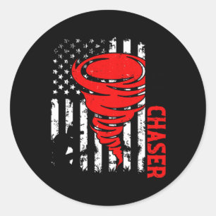 Sticker Rond Drapeau américain Tornado Storm Chaser O