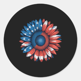Sticker Rond Drapeau américain Tournée 4 juillet Indépendance M