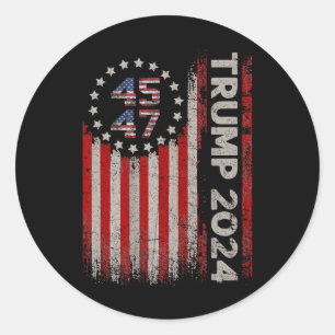 Sticker Rond Drapeau américain Trump 2024