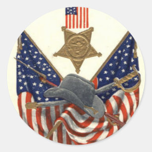 Sticker Rond Drapeau américain Union Médaille Guerre de Sécessi
