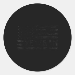 Sticker Rond Drapeau américain vintage noir vétéran Fête des pè