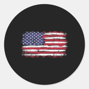Sticker Rond Drapeau Américain Vintage Pour La Fête De L'Indépe
