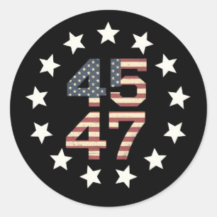 Sticker Rond Drapeau américain vintage Trump 45 47 étoiles USA