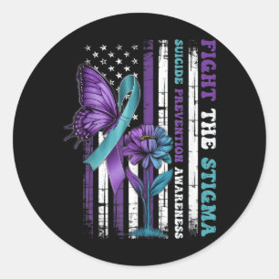 Sticker Rond Drapeau américain violet