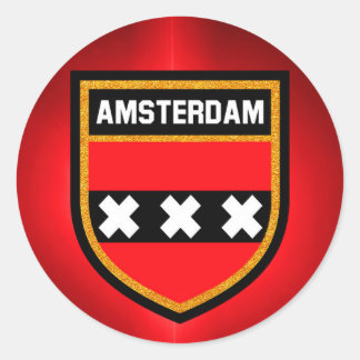 Sticker Rond Drapeau Amsterdam