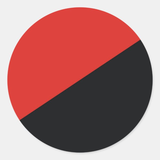 Sticker Rond drapeau anarchique rouge noir (Devant)
