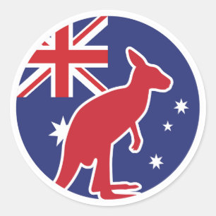 Sticker Rond Drapeau animal national australien de Kangaroo