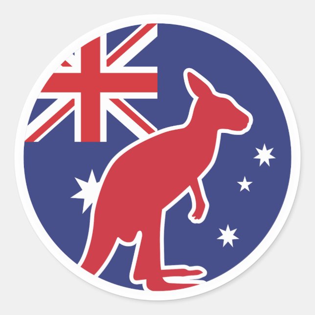 Sticker Rond Drapeau animal national australien de Kangaroo (Devant)