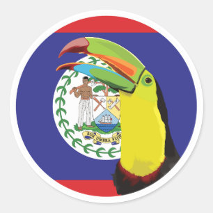 Sticker Rond Drapeau animal national du Belize Toucan Belizé