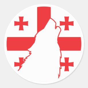 Sticker Rond Drapeau animal national géorgien Wolf